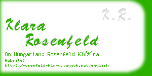 klara rosenfeld business card